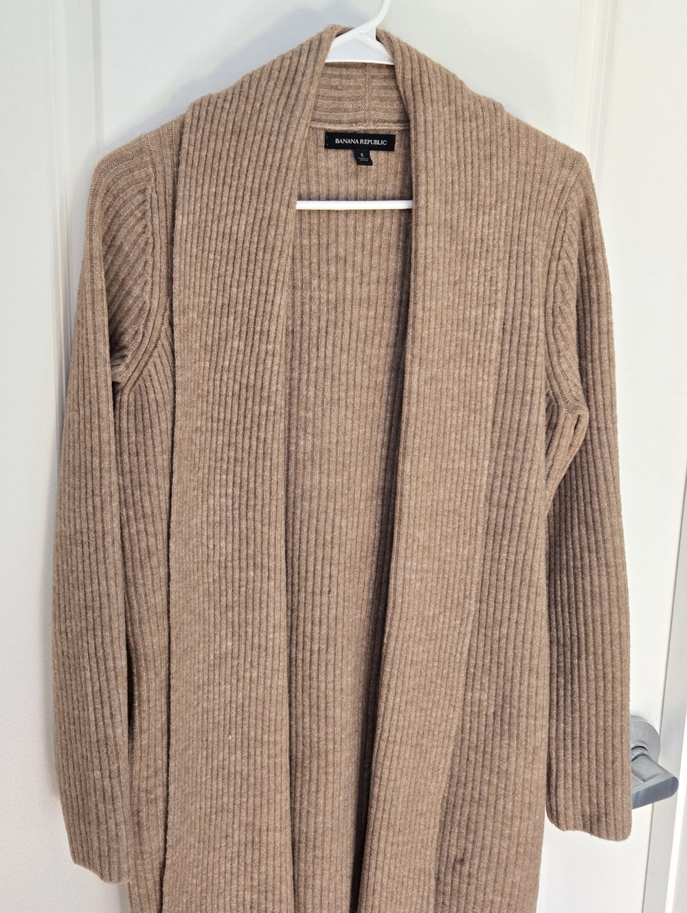 Banana Republic Tan Open-Front Ribbed Cardigan Sz S - Picture 4 of 13